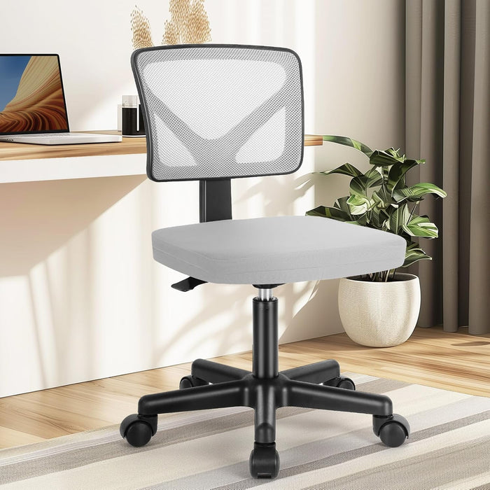 Nextay Armless Office Chair, Ergonomic Mesh Desk Chair with Swivel Wheels, Adjustable Height, Mid-Back Rolling Task Chair for Small Spaces,Gray