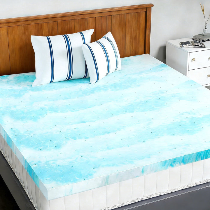 Nextay Memory Foam Mattress Topper, 2 Inch California King Size Cooling Breathable Mattress Pad for Comfort & Back Pain Relief, Blue