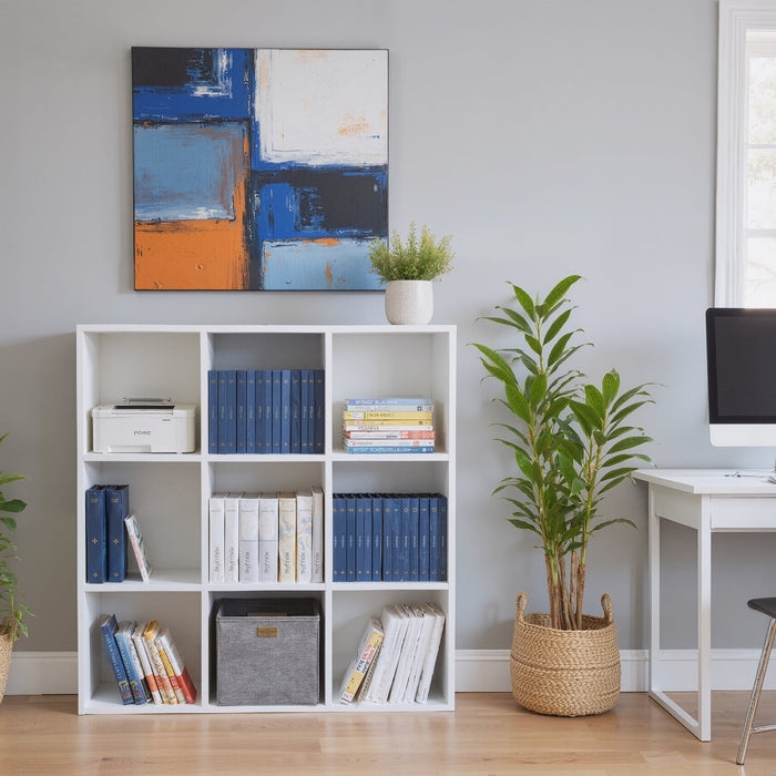 Betcozy Cube Bookshelf White, 9 Cube Storage Organizer Bookcase, Display Bookcase, TV Stand, for Living Room, Home Office, Bedroom