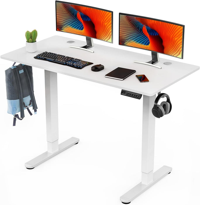 Betcozy Electric Stand up Desk, 55'' Wide Desktop with Adjustable Height, Standing Computer Desk for Home Ofiice, White