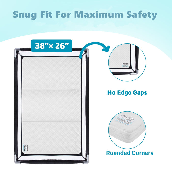 Dual-Sided Mattress Pad, Tri-fold Portable Mini Crib Mattress for Baby & Toddlers with Washable Cover & Storage Bag,38"x26"