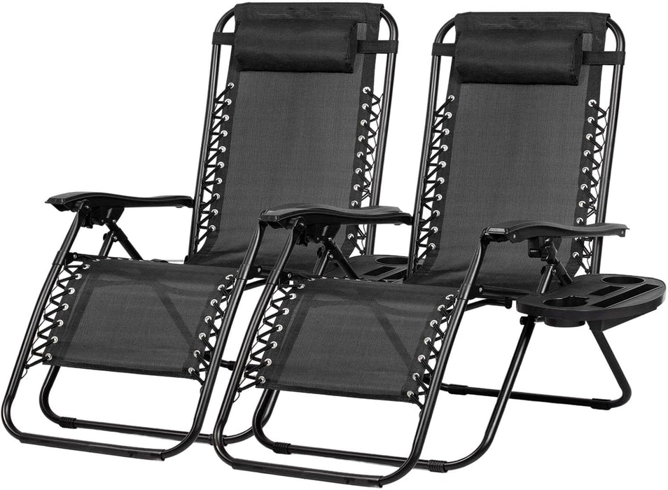 Simenmax Zero Gravity Chairs, Set of 2 Portable Recliner Beach Camping Patio Outdoor Folding Lounge Chair,Black