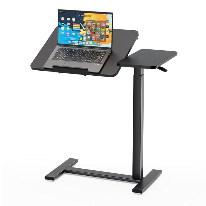Taoset Pneumatic Mobile Standing Desk, Split Top Adjustable Laptop Cart with Tilting Tabletop, Rolling Sit to Stand Workstation for Home Office, Black