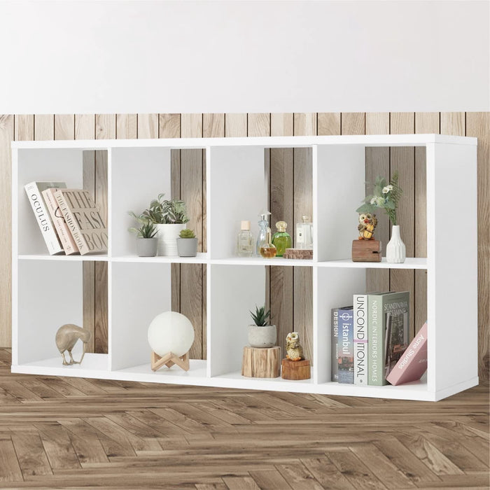 Taoset White Cube Storage Unit, 4-tier Bookcase with 8 Cube Storage Unit, Open Display Bookcase with Removable Back Panels for Living Room, Home Office, Bedroom