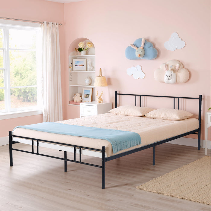 Simenmax Full Bed Frame - No Box Spring Needed Heavy Duty Metal Platform Bedroom Frames Full Size with Storage Space, Black