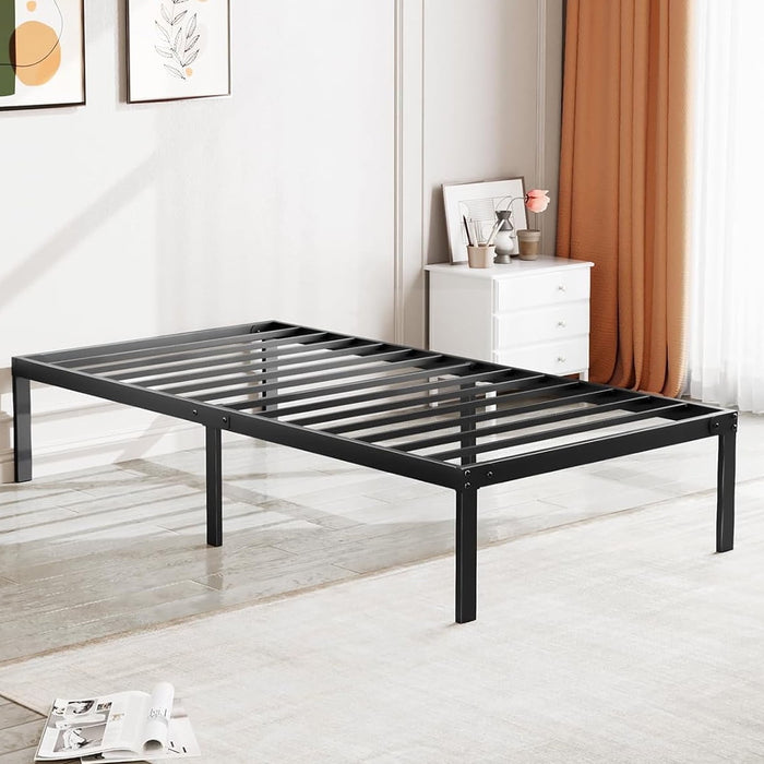 TINKLE WELL Metal Bed Frame, Twin Size Metal Platform Bed Frame with Steel Slat Support, Storage Space, Easy Assembly