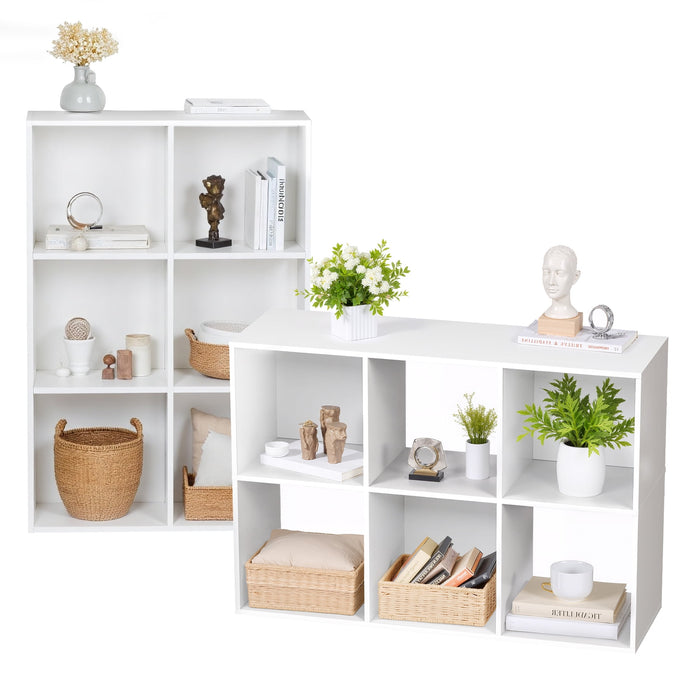 Blorly White Cube Storage Unit, 3-tier Bookcase with 6 Cube Storage Unit, Open Display Bookcase with Removable Back Panels for Living Room, Home Office, Bedroom
