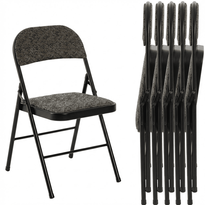 Blorly Folding Chair, 6 Pack Metal Padded Chairs for Outdoor & Indoor, Events Office Wedding Party, 330lbs Capacity, Dark Gray