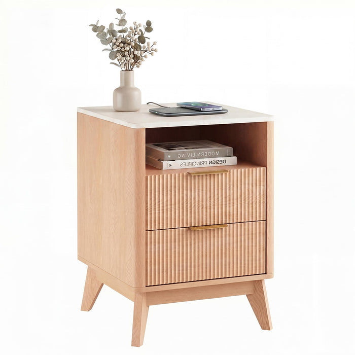 Taoset Wooden Nightstand with Drawer, Storage Compartment, Compact Bedside Table for Bedroom, 1 PCS