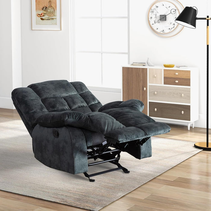 Oversized Recliners , Single Recliner Chairs for Adults, Breathable Fabric Reclining Chair Manual Sofas, Grey