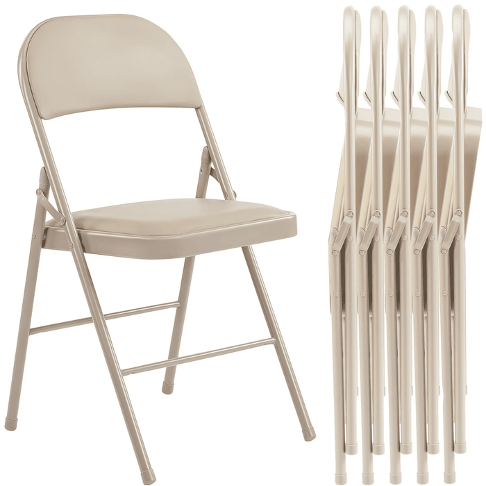 Taoset Folding Chair, 6 Pack Metal Padded Chairs for Outdoor & Indoor, Events Office Wedding Party, 330lbs Capacity, Kahki