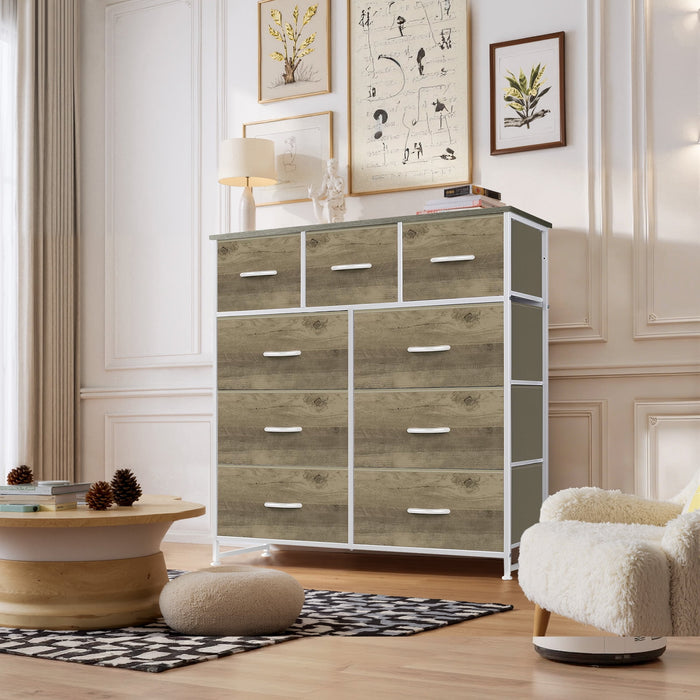 Betcozy Dresser, Storage Organizer with 9 Drawers for Bedroom, Chest of Drawer with Sturdy Metal Frame, Wood Top for Closet, Nursery,Smoked ash