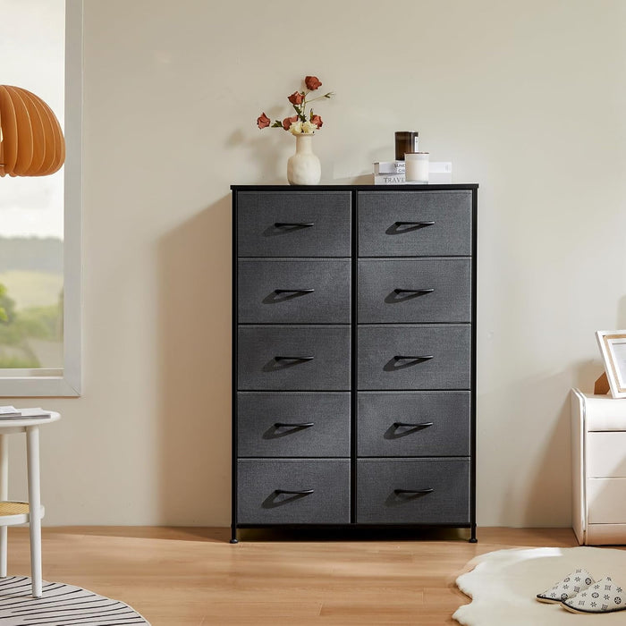 Betcozy 10-Drawer Tall Storage Tower, Giant Vertical Organizer for Living Room, Hallway,Gray
