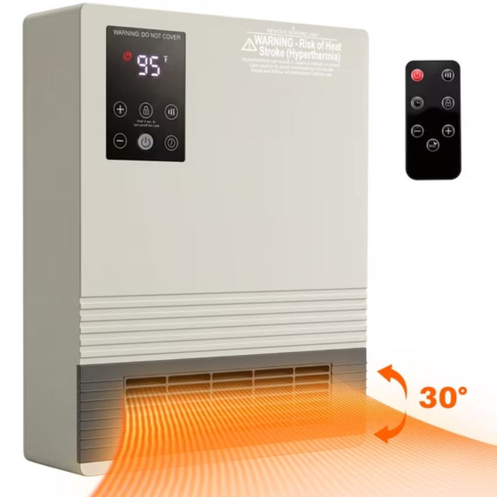 Taoset Wall Mounted Space Heater for Indoor Use, 1500W Electric Heater with Thermostat, Remote Control, 161 Sq.Ft, Gray