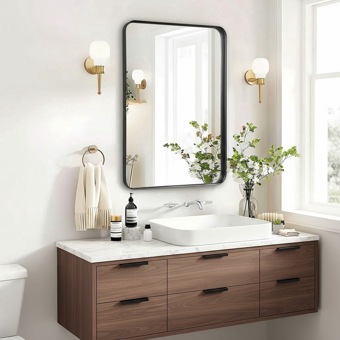 Taoset Black Framed Bathroom Mirror - Shatterproof Tempered Glass Wall Mirror with Aluminum Frame for Vanity, Entryway, Bedroom,36*24