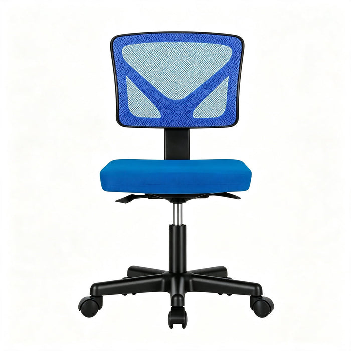 Taoset Mesh Task Office Chair, Armless Height Adjustable Swivel Computer Desk Chair, Blue
