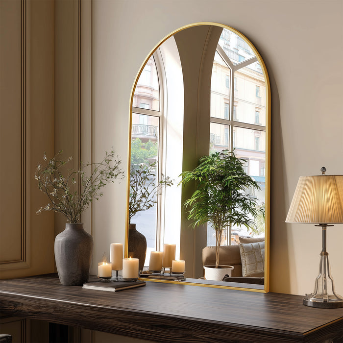 Simenmax 20''x30'' Arched Mirror, Wall Mounted Mirror Bathroom Mirror for Bathroom, Bedroom, Entryway, Living Room Wall Decor,Gold