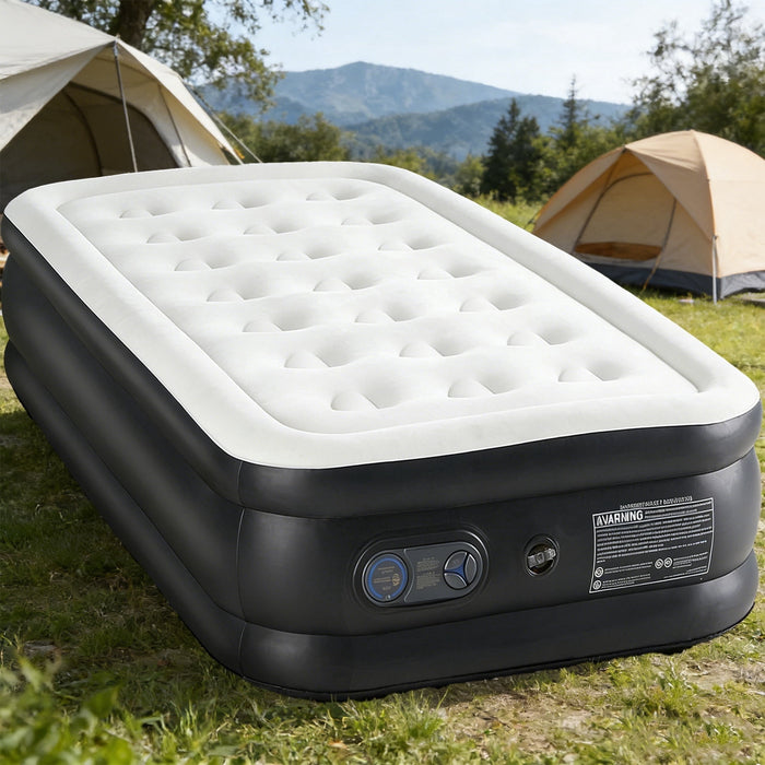Nextay Air Mattress with Large Capacity Pump, 22'' Quick Inflatable Portable Camping Bed, Supports up to 660 lbs, Queen Size