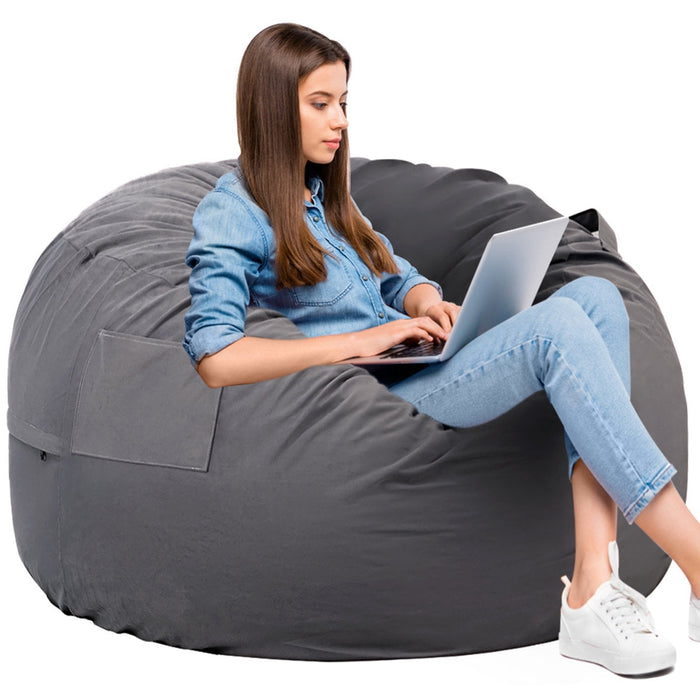 Blorly Bean Bag Chair, Oversized Beanbag for Adults, Kid, Comfy Refillable Single Sofa for Living Room, Bedroom, Dorm, Dark Gray