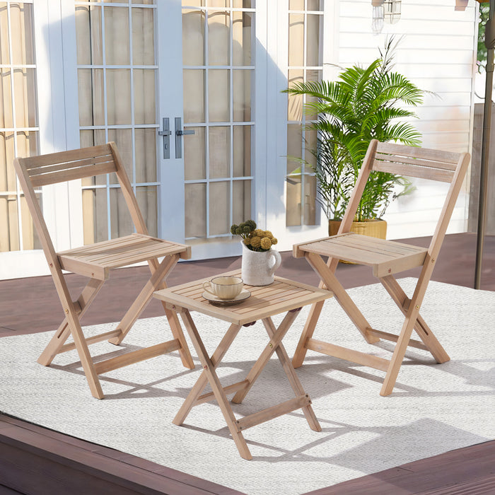 Simenmax Patio Furniture Set 3 Piece Bistro, Outdoor Bistro Patio Set Folding Patio Chairs and Square Table for Balcony, Porch, Garden