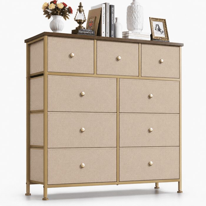 Betcozy 9-Drawer Dresser, Ideal Master Bedroom Storage & All-Purpose Wardrobe Organizer, Khaki