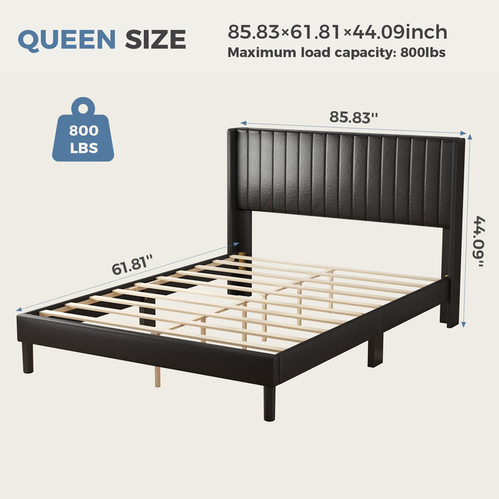 Beddle Twin Bed Frame, Upholstered Bed Frame with PU Headboard, Wooden Slats Support, No Box Spring Needed, Easy Assembly