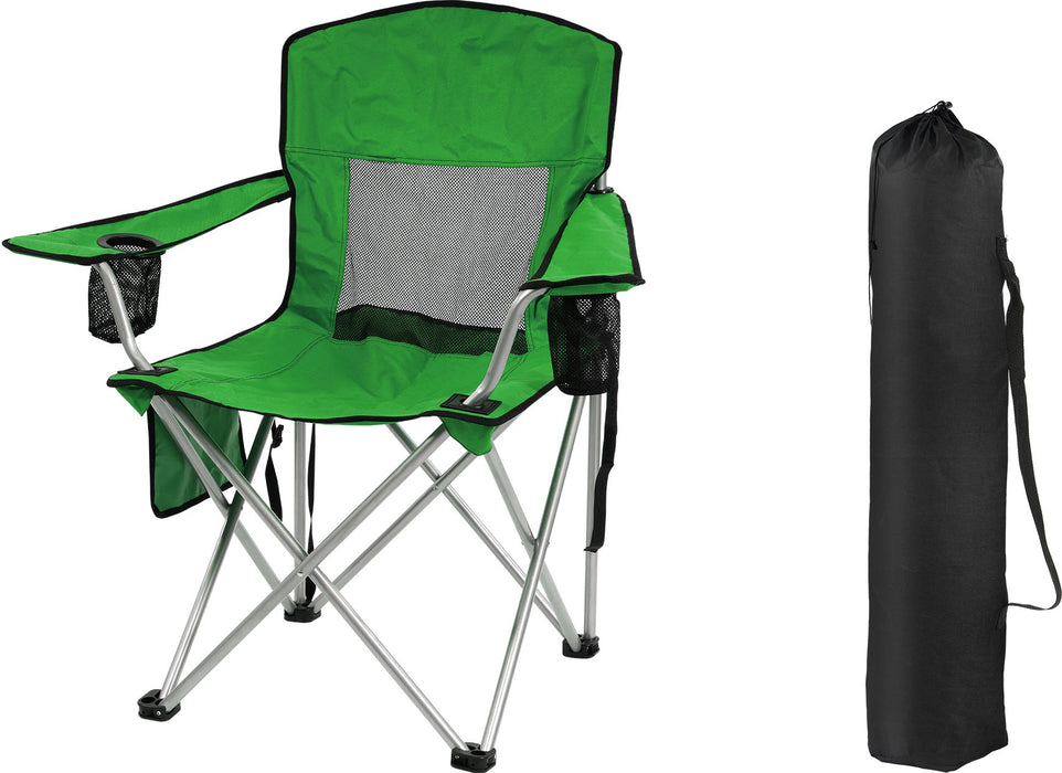 Simenmax Folding Camping Chair Recliner - Portable Outdoor Chair with Mesh Back, Cup Holder & Storage for Beach, Lawn, Camping，Green