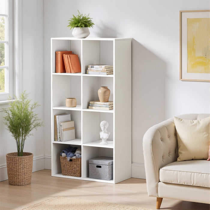 Blorly 4 Tier Bookcase,47.7 Inch Tall Bookshelf Storage Wall Shelf Organizer Display Cube Book Shelf, Corner Storage Organizer,White