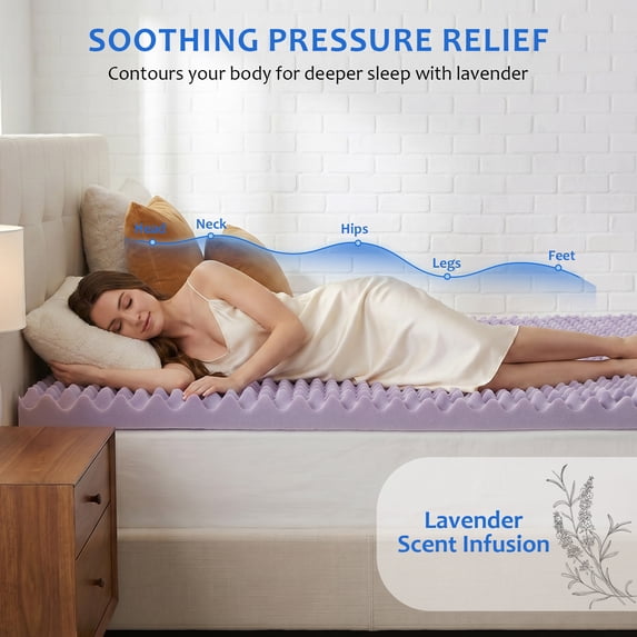 Beddle Mattress Topper, Egg Crate Memory Foam Mattress Topper,Pressure Relief for Back Pain