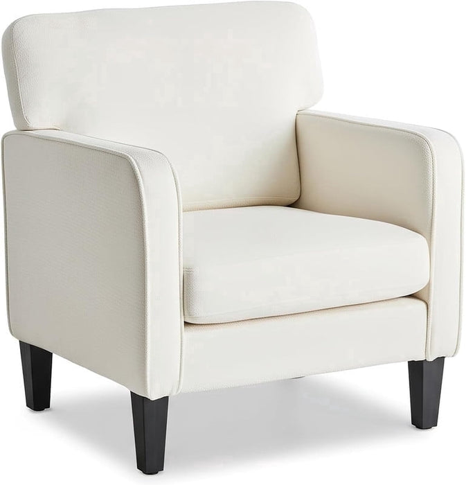 Simenmax Mid-Century Modern Accent Chair, Ergonomic Reading Chair Lounge Chair with Armrests for Living Room, Bedroom, Reception,Beige
