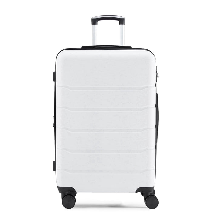 Taoset 24-Inch Expandable Blue Hard Shell Luggage, ABS Suitcase with Dual Spinner Wheels, TSA Accepted Lock, Wet/Dry Compartments, Lightweight & Durable for Travel, White
