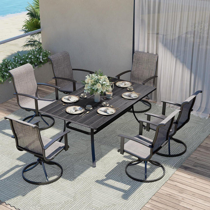 Blorly Outdoors Dining Chair Sets of 2, Mesh Sling Chair Rockable and Swivel, Tear-resistant and Weather-resistant, Mixed Coffee