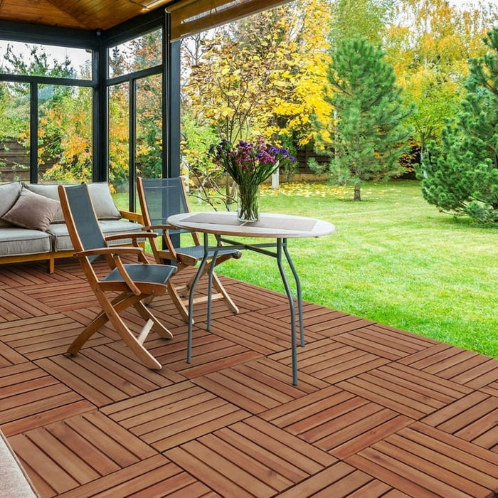 Betcozy Flooring Deck Tiles, Interlocking Patio Flooring Acacia Wood Tiles for Garden, Porch, Indoor& Outdoor, 20 PCS