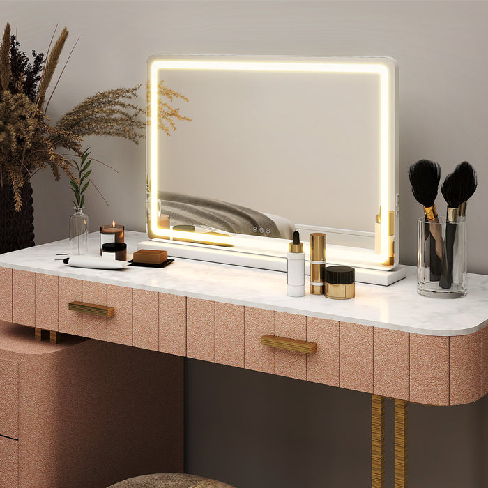 Simenmax 17" x 13" Vanity Mirror with Lights, LED Makeup Mirror with Touch Control, Dimmable 3 Color Lighting Modes for Bathroom, Bedroom, Dressing Room