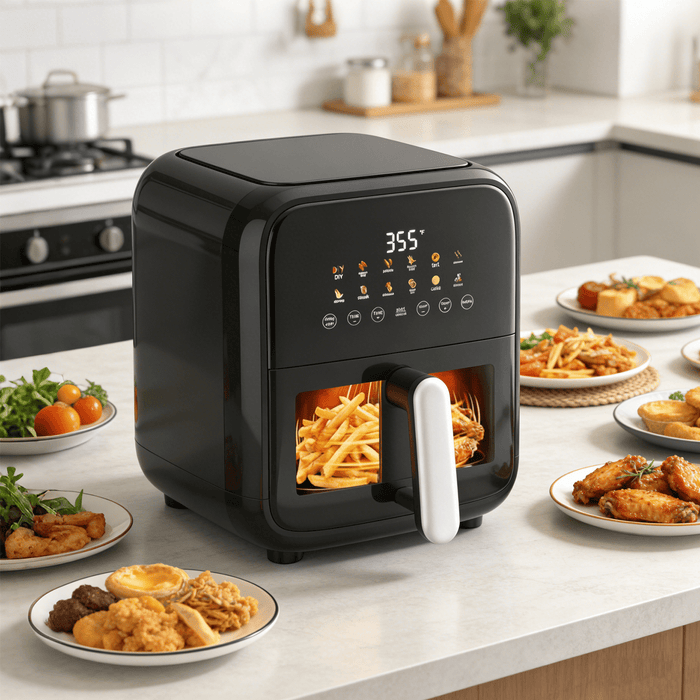 Blorly Air Fryer 12 in 1, 7.5 QT Large Airfryer with View Windows,MAX 400℉ for Crispy, 95% Less Oil, Fast Roast, Preheat, Shake, Bake, Easy Clean with Digital Touch Screen