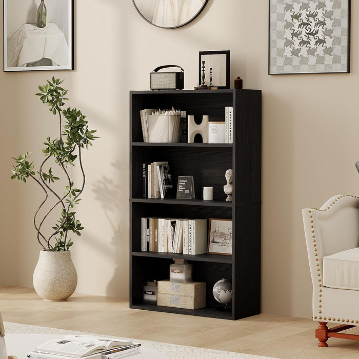 Blorly 4-Tier Bookcase, 42 Inch Industrial Storage Wall Shelf, Display Shelf for Living room, Bedroom, Black