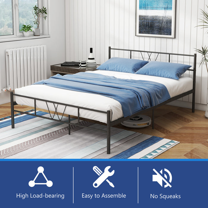 Bed Frame with Headboard,12 Inch Heavy Duty Slat Metal Platform Bed Frame,No Box Spring Needed