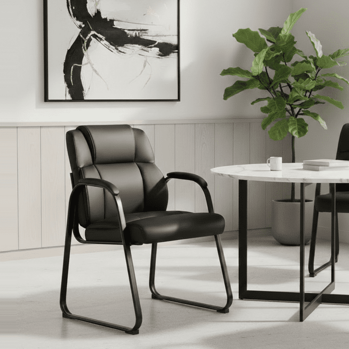 Blorly Larger Waiting Room Chairs, 1 PCS Leather Office Reception Guest Chair with Padded Arms for Home Office, Conference, Lobby, Medical Clinic Elderly Student