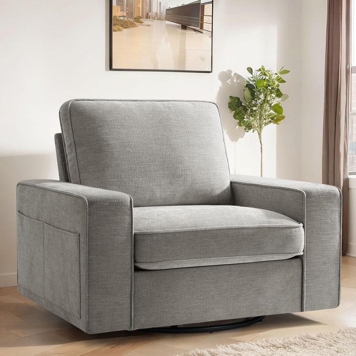 Blorly Modern Loveseat Sofa, Upholstered Futon Sofa Chair with Side Pockets( 26.4 Inch, Gray)
