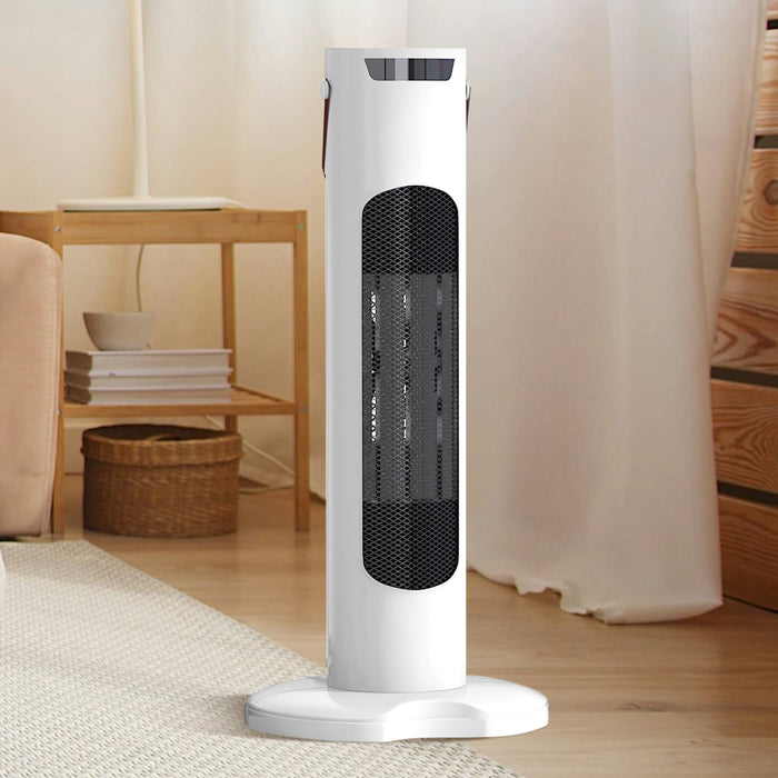 Blorly Ceramic Tower Space Heater, 22" 2000W Electric Heaters Indoor, 60掳 Oscillation Heating Fan with Remote Control & Tip-over Protection for Bedroom Large Room, White