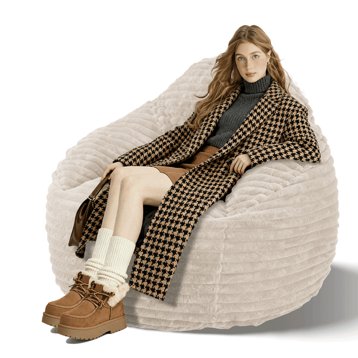 Blorly Oversized Bean Bag Chair, Beanbag for Adults, Comfy Refillable Single Sofa for Living Room, Bedroom, Dorm, Beige