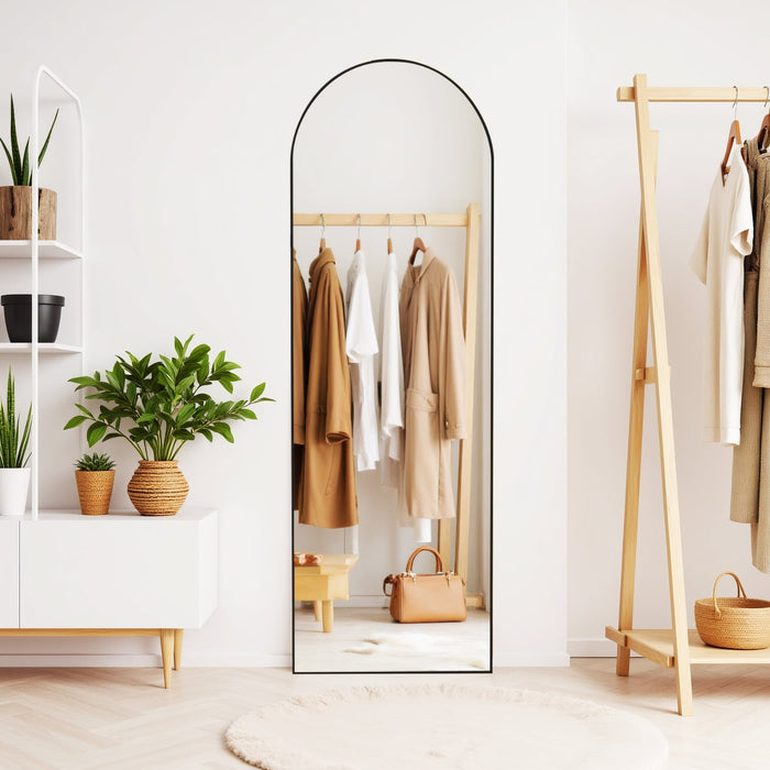 Parcus Full Length Mirror with Stand, Shatterproof Floor Mirror for Bedroom, Living Room, Wall Mounted or Leaning, Aluminum Frame Body Mirror