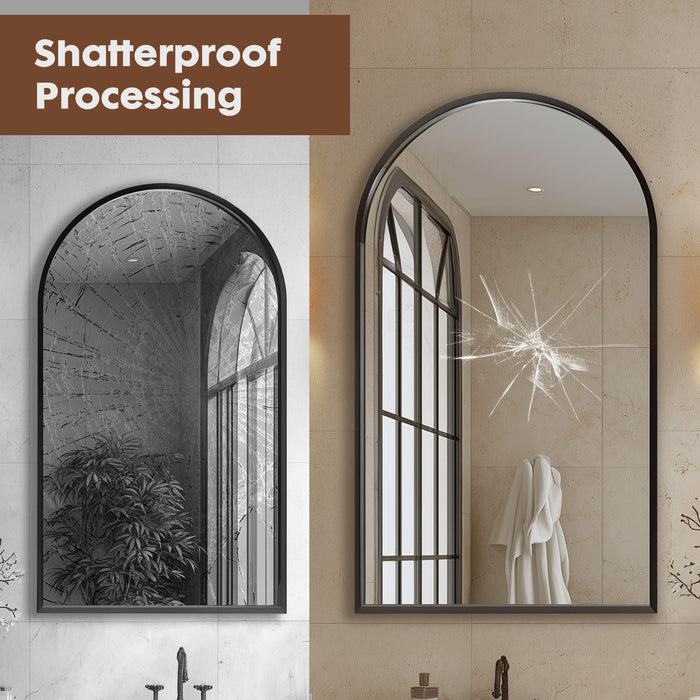 Simenmax 20''x30'' Arched Mirror, Wall Mounted Mirror Bathroom Mirror for Bathroom, Bedroom, Entryway, Living Room Wall Decor,Black