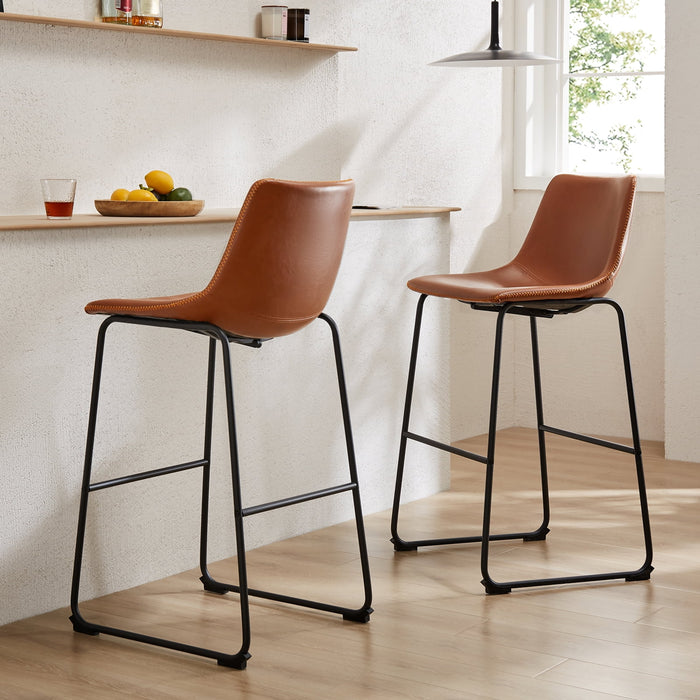 TINKLE WELL TINKLE WELL Metal Bar Stools Counter Height- Dining Chair Set of 2
