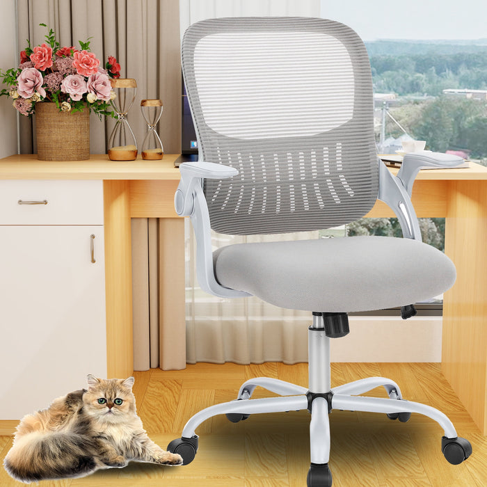 TINKLE WELL Indoor Adjustable Backrest High Back Mesh Swivel Computer Desk Chair, Grey