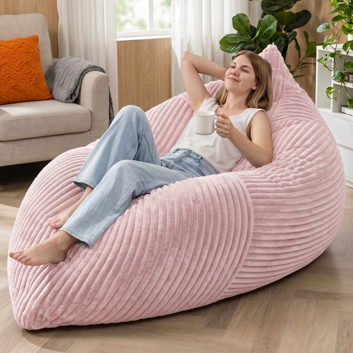 3-in-1 Oversized Bean Bag Chair, Multi-functional Lounge Sofa for Home Leisure, Pink