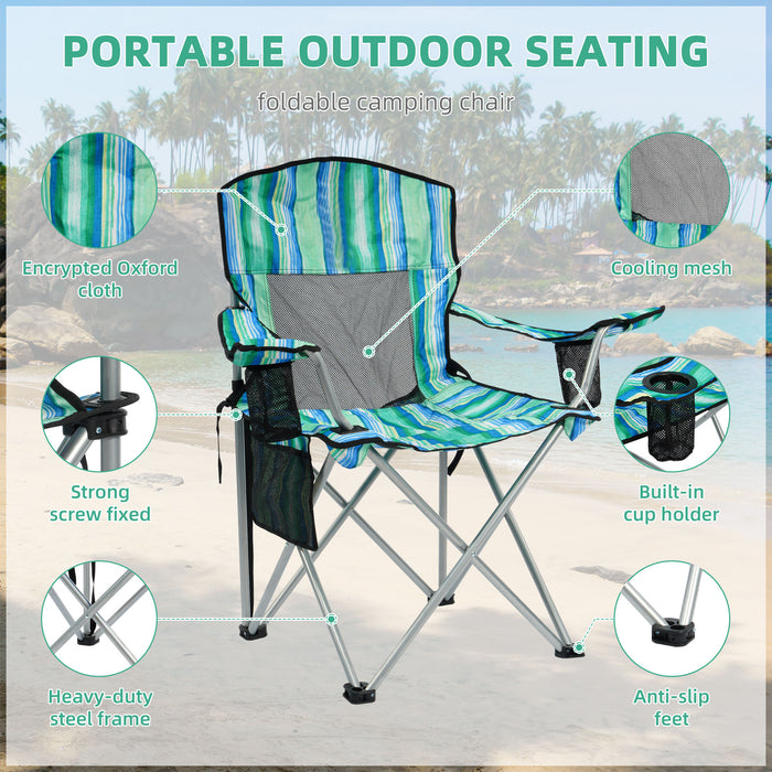 Simenmax Folding Camping Chair Recliner - Portable Outdoor Chair with Mesh Back, Cup Holder & Storage for Beach, Lawn, Camping，Turquoise