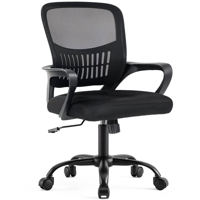 Taoset Mesh Office Chair, Mid Back Ergonomic Desk Chair with Lumbar Support & Adjustable Height, Swivel Wheels, Black