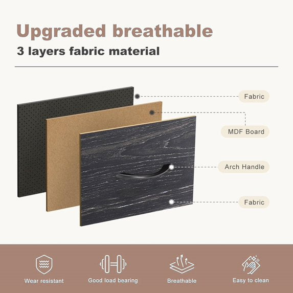 4 Drawer Fabric Nightstand Bedside Table, Wooden Top Steel Frame Dresser, Removable Bin Organizer for Bedroom, Closet, Living Room, Entryway, Dorm