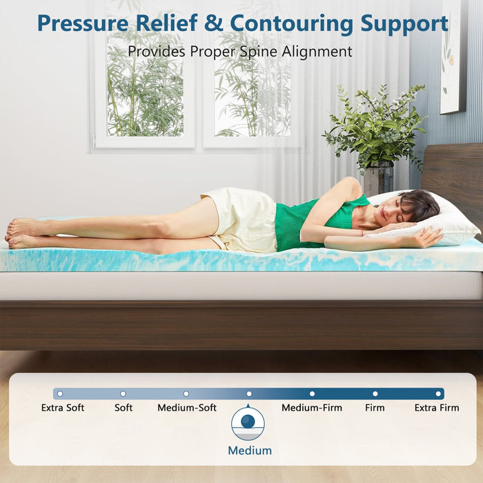 Beddle Mattress Topper,Gel Memory Foam Bed Topper,Pressure Relief for Back Pain